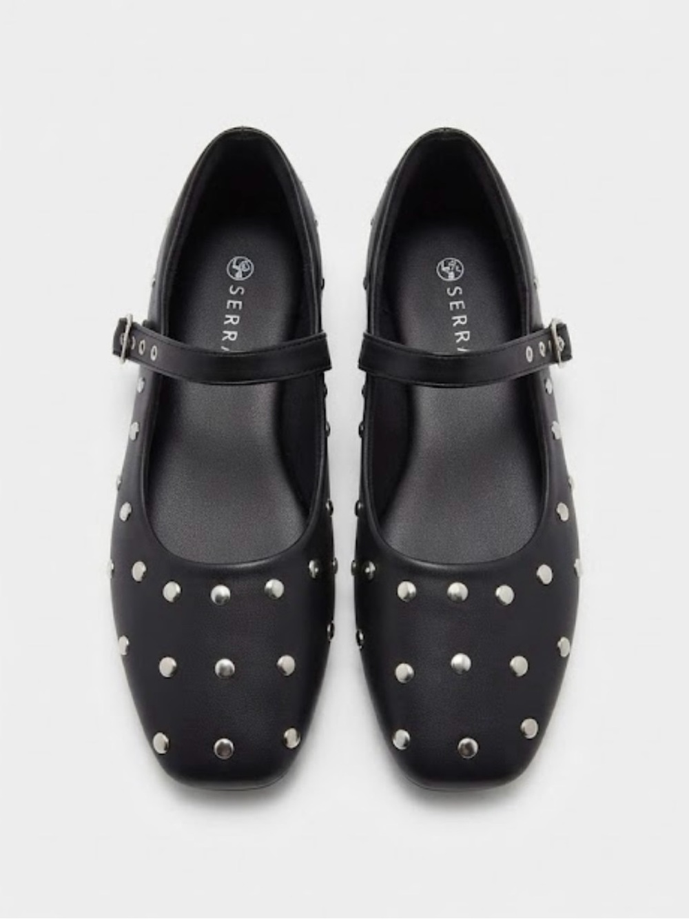 Serra Black Mary Jane flats  with Silver Studs
